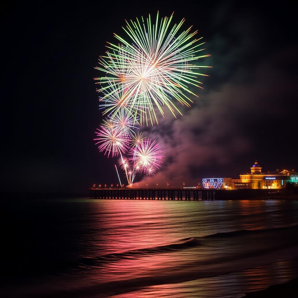 New Year's Eve fireworks over Bournemouth pier