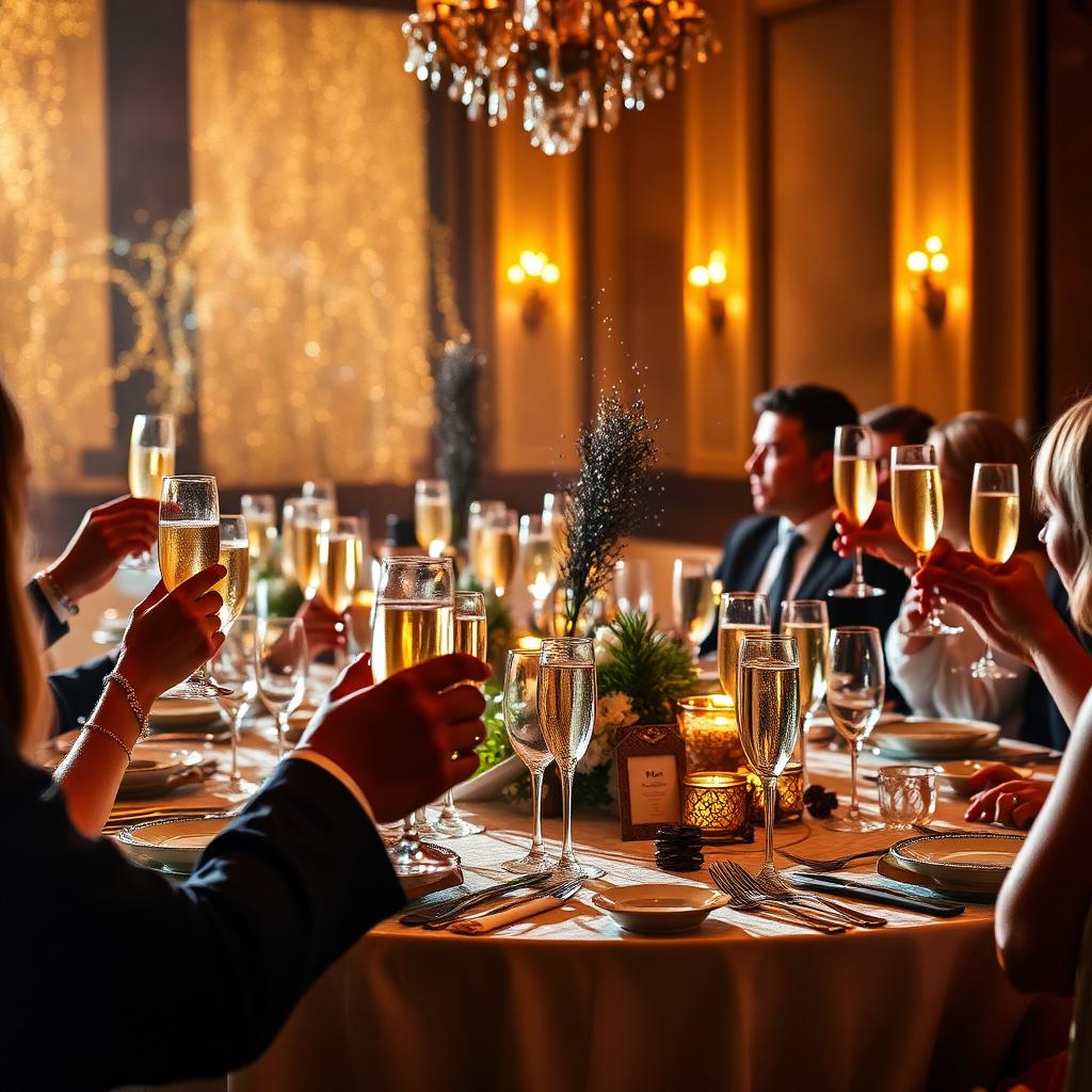 Black-tie New Year's Eve gala dinner with champagne toast